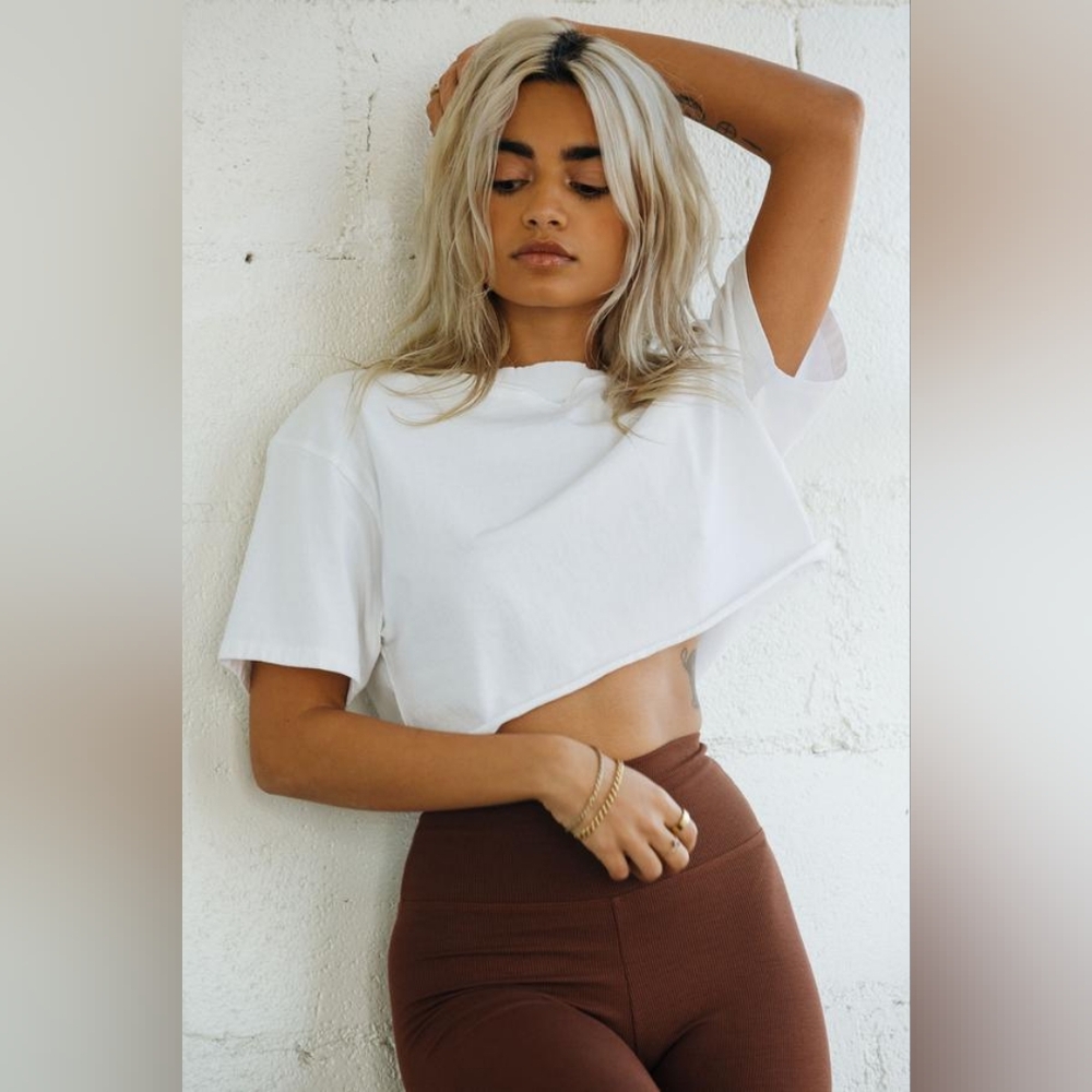 Joah Brown Cobain Cropped  Tee in White OS very Gently Used No Flaws